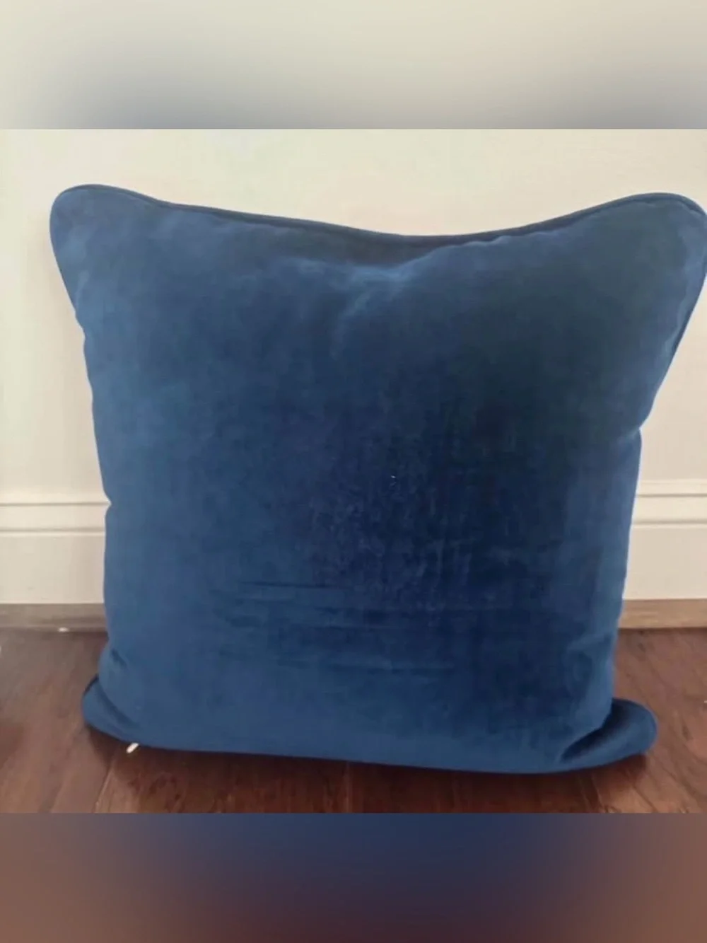 Set of 3 Thibaut Striped Throw Pillows & Navy Velvet Pillow with Trim
